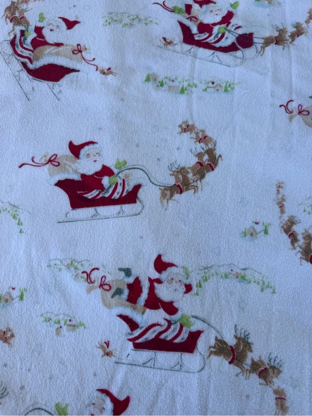 Pottery Barn Kids Santa’s Sleigh 2-Piece Flannel Duvet Cover Set F/Q Festive Fun